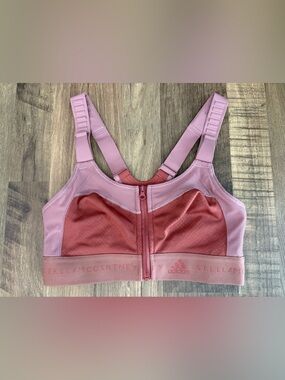 Adidas x Stella McCartney Dual-Tone Pink Front-Zip Sports Bra
